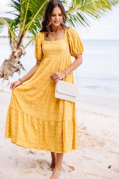 yellow casual dress